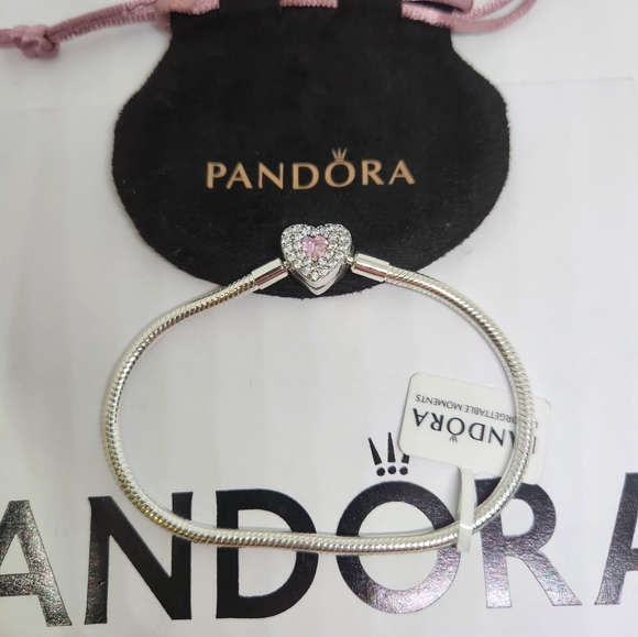 New Pandora Moments Sparkling Crown Claps Snake Chain Bracelet For Women 7.5 in - Picture 2 of 4